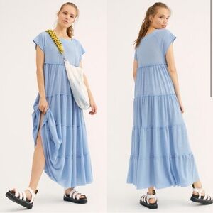 Free People Salt Water Maxi Dress in Sky Blue